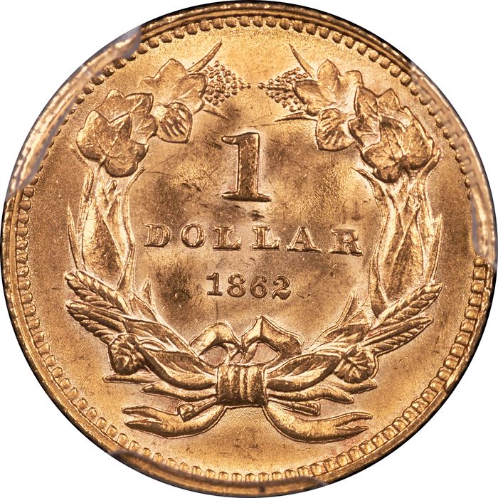 1862 Gold Dollar (G$1) Reverse Image