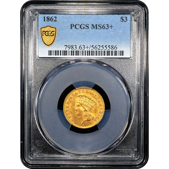 1862 Gold Three Dollars ($3) Obverse Slab Image