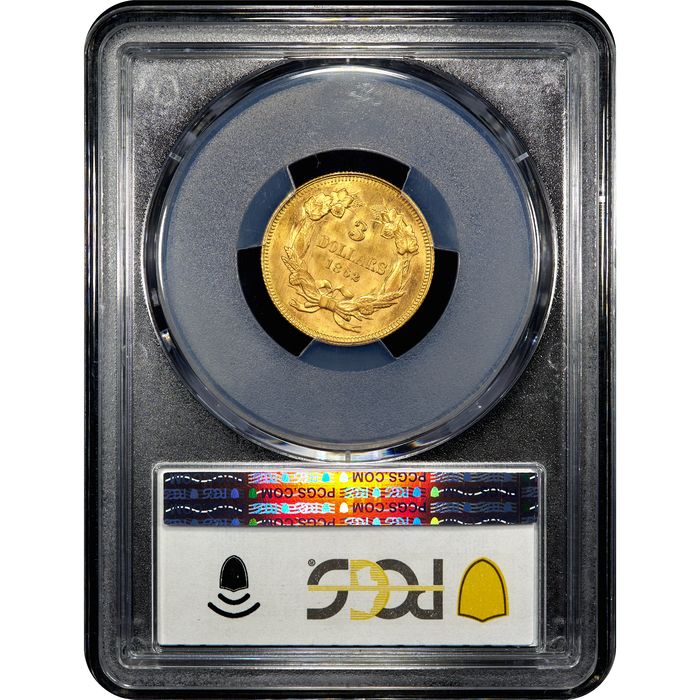 1862 Gold Three Dollars ($3) Reverse Slab Image