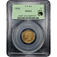 1863 Indian Cent (1c) OGH Obverse Slab Image