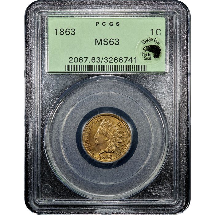 1863 Indian Cent (1c) OGH Obverse Slab Image