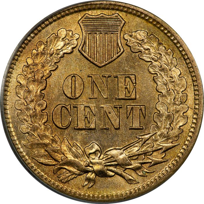 1863 Indian Cent (1c) OGH Reverse Image