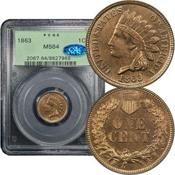 1863 Indian Cent (1c) OGH Composite Image