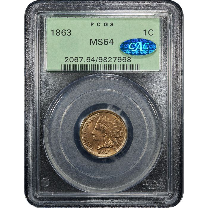 1863 Indian Cent (1c) OGH Obverse Slab Image