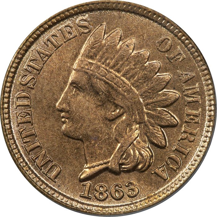 1863 Indian Cent (1c) OGH Obverse Image