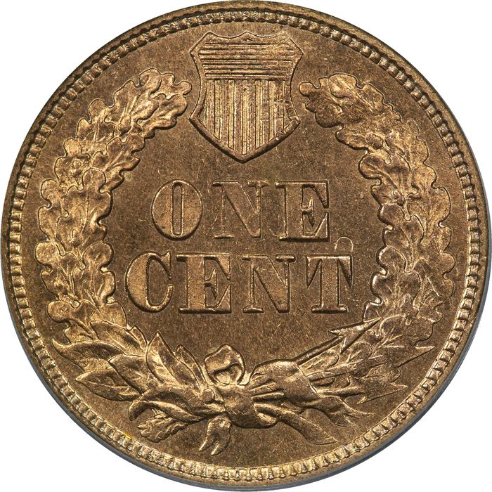 1863 Indian Cent (1c) OGH Reverse Image