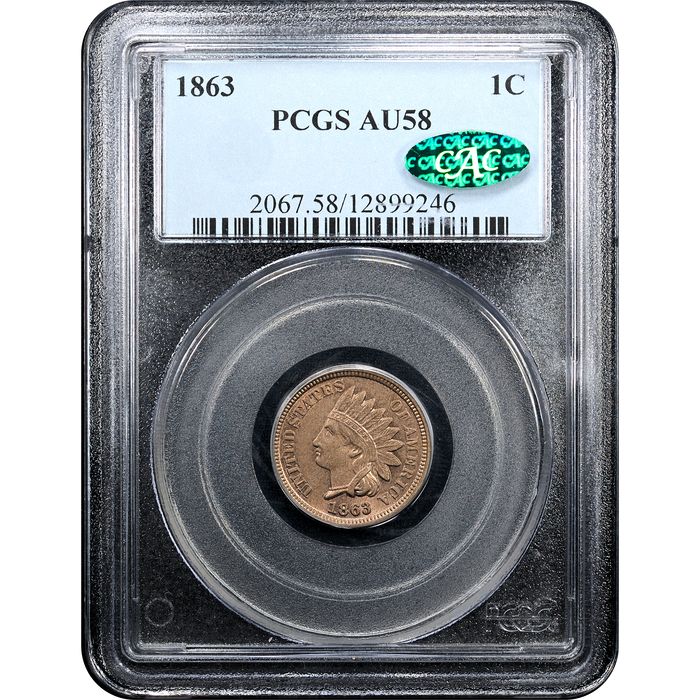 1863 Indian Cent (1c) Obverse Slab Image