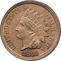 1863 Indian Cent (1c) Obverse Image