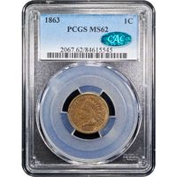 1863 Indian Cent (1c) Obverse Slab Image