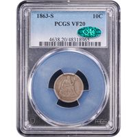 1863-S Seated Liberty Dime (10c) Obverse Image