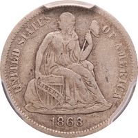 1863-S Seated Liberty Dime (10c) Photo 3