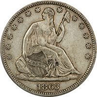 1863-S Seated Liberty Half Dollar (50c) Photo 3