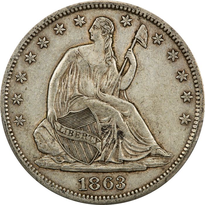 1863-S Seated Liberty Half Dollar (50c) Photo 3