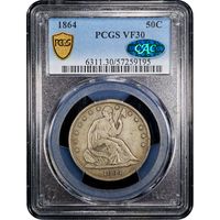 1864 Seated Liberty Half Dollar (50c) Obverse Image