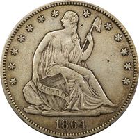 1864 Seated Liberty Half Dollar (50c) Photo 3