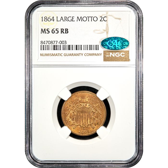 1864 Two Cents (2c) Large Motto Obverse Image
