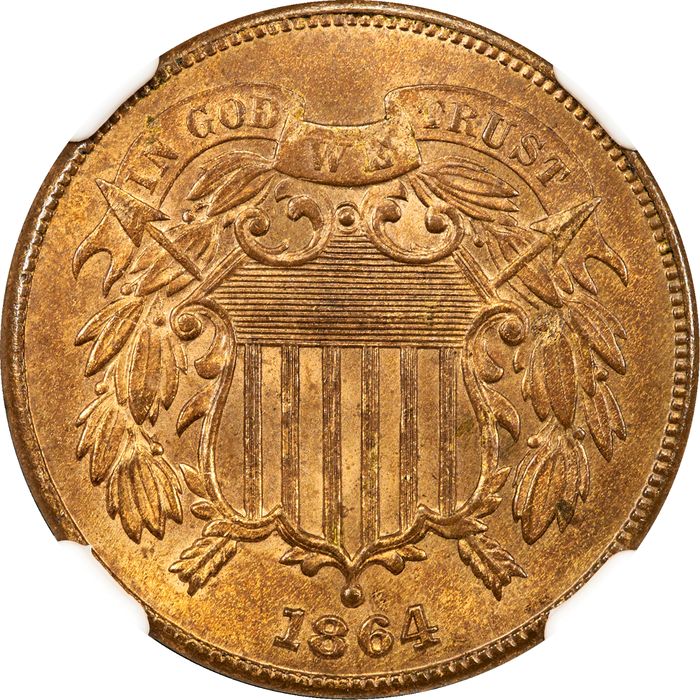 1864 Two Cents (2c) Large Motto Photo 3