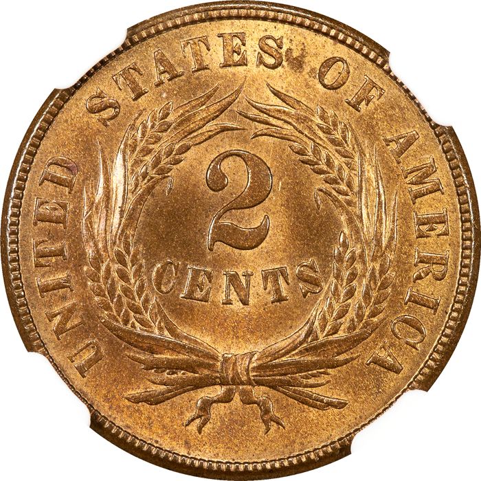 1864 Two Cents (2c) Large Motto Photo 4