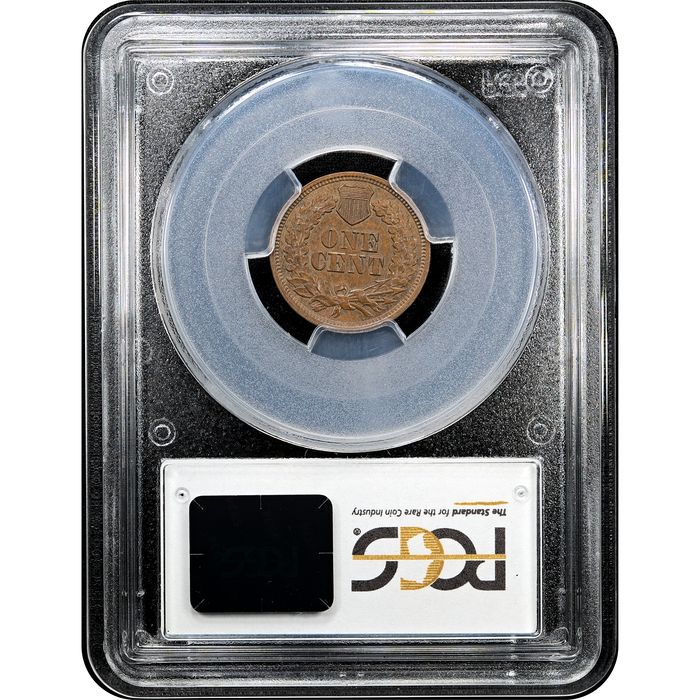1865 Indian Cent (1c) Fancy 5 Reverse Slab Image