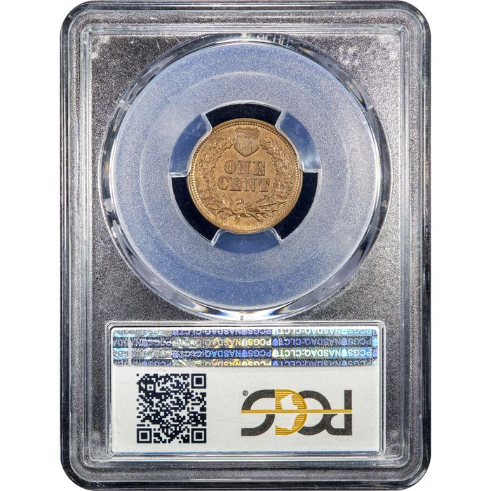 1865 Indian Cent (1c) Fancy 5 Reverse Slab Image