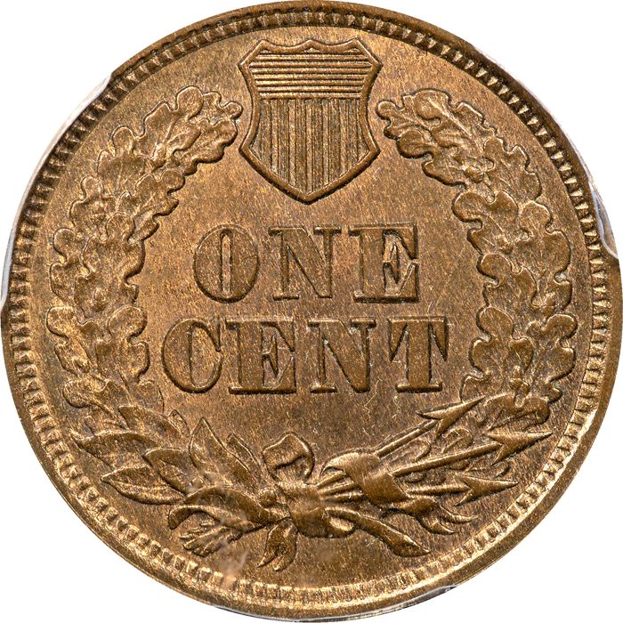 1865 Indian Cent (1c) Fancy 5 Reverse Image