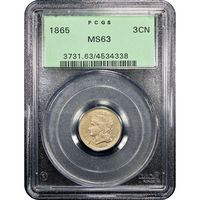 1865 Three Cent Nickel (3CN) OGH Obverse Slab Image