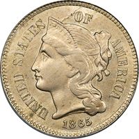 1865 Three Cent Nickel (3CN) OGH Obverse Image
