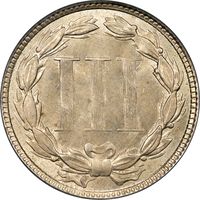 1865 Three Cent Nickel (3CN) OGH Reverse Image