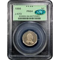 1866 Pattern Nickel (5c) J-473 OGH Obverse Slab Image