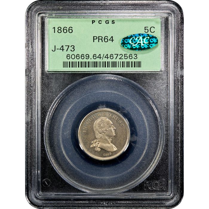 1866 Pattern Nickel (5c) J-473 OGH Obverse Slab Image