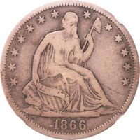 1866-S Seated Liberty Half Dollar (50c) No Motto Photo 3