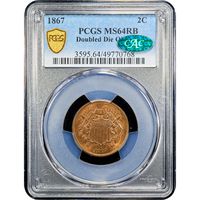 1867 Doubled Die Two Cents (2c) Obverse Slab Image