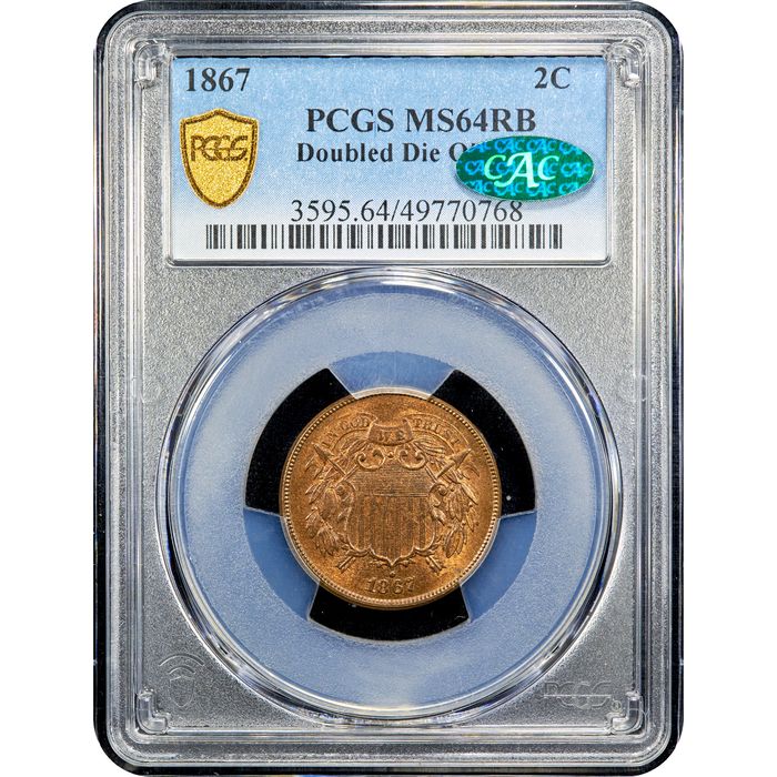 1867 Doubled Die Two Cents (2c) Obverse Slab Image