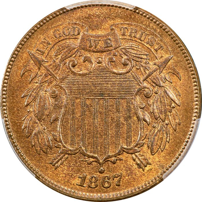 1867 Doubled Die Two Cents (2c) Obverse Image