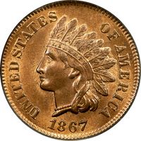 1867 Indian Cent (1c) OGH Photo 3