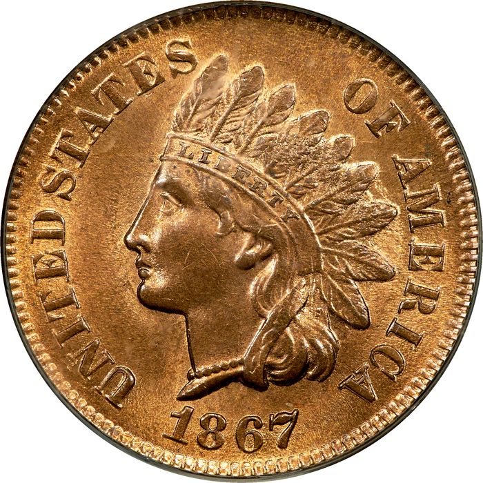 1867 Indian Cent (1c) OGH Photo 3