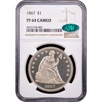 1867 Seated Liberty Dollar ($1) Obverse Slab Image
