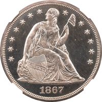 1867 Seated Liberty Dollar ($1) Obverse Image