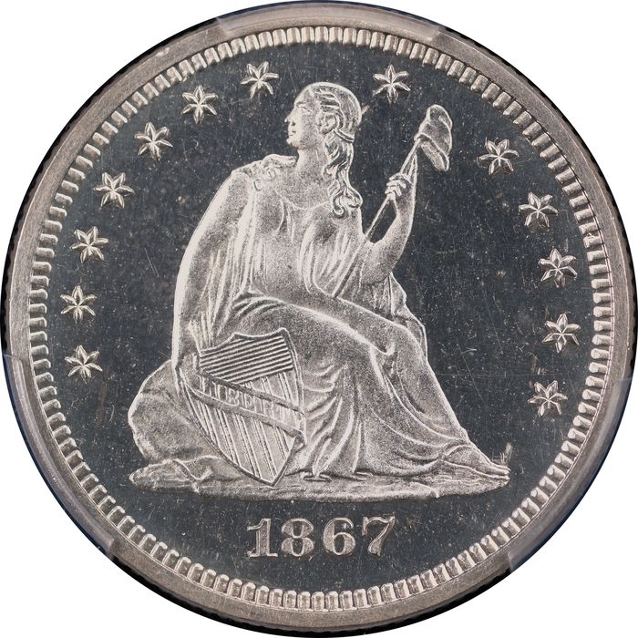 1867 Seated Liberty Quarter (25c) Obverse Image