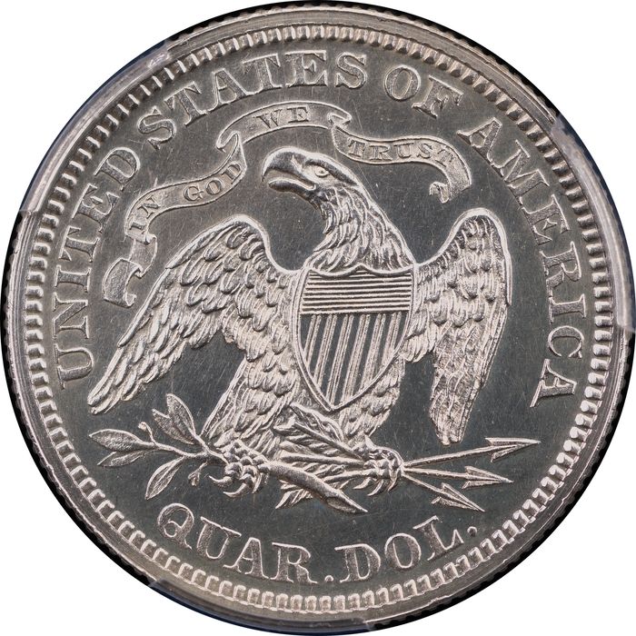 1867 Seated Liberty Quarter (25c) Reverse Image