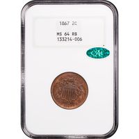 1867 Two Cent (2c) Obverse Slab Image