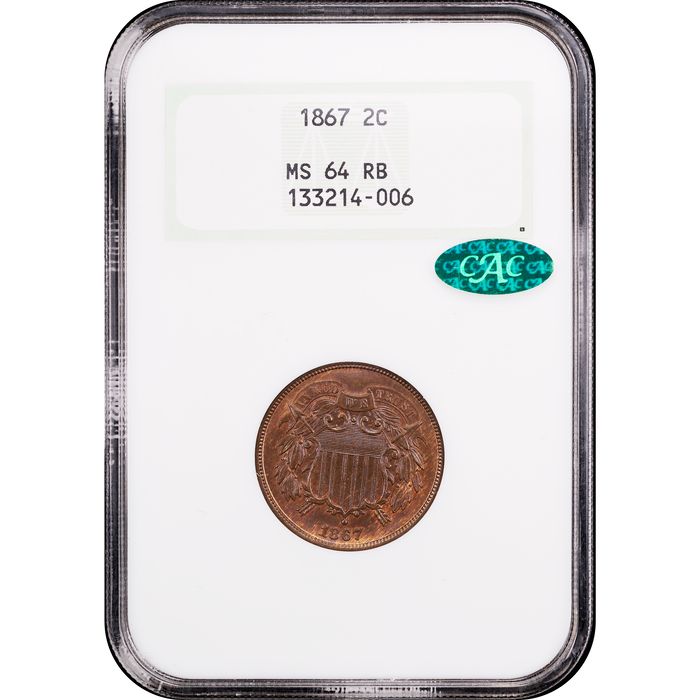 1867 Two Cent (2c) Obverse Slab Image