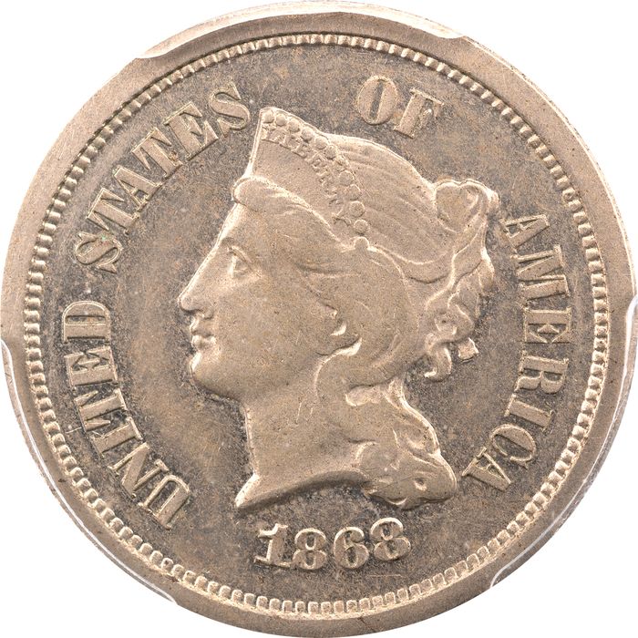 1868 Pattern Nickel (5c) J-623 Obverse Image