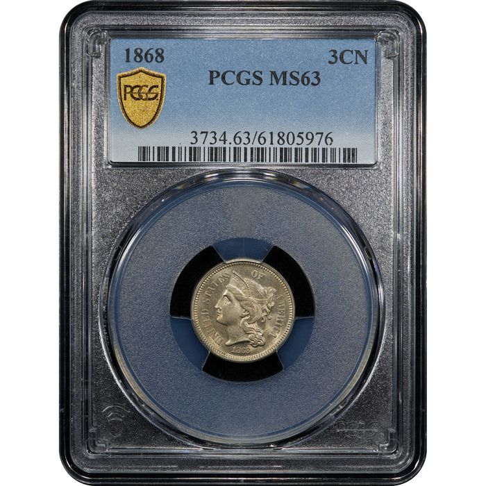 1868 Three Cent Nickel (3CN) Obverse Slab Image
