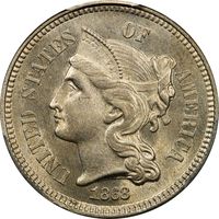 1868 Three Cent Nickel (3CN) Obverse Image
