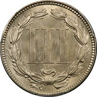 1868 Three Cent Nickel (3CN) Reverse Image