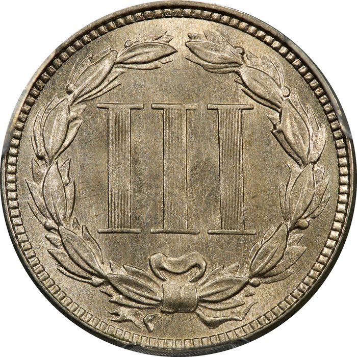 1868 Three Cent Nickel (3CN) Reverse Image