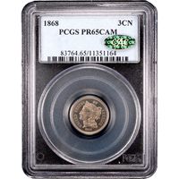 1868 Three Cent Nickel (3CN) Obverse Slab Image