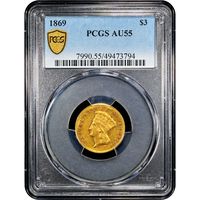 1869 Gold Three Dollar ($3) Obverse Image