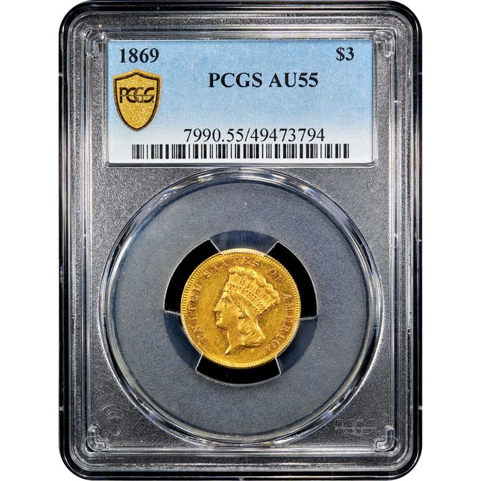 1869 Gold Three Dollar ($3) Obverse Image